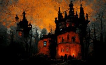Creepy haunted house with a scary look for Halloween and other spooky occasions. AI generated art - Peter Tilly editorial.